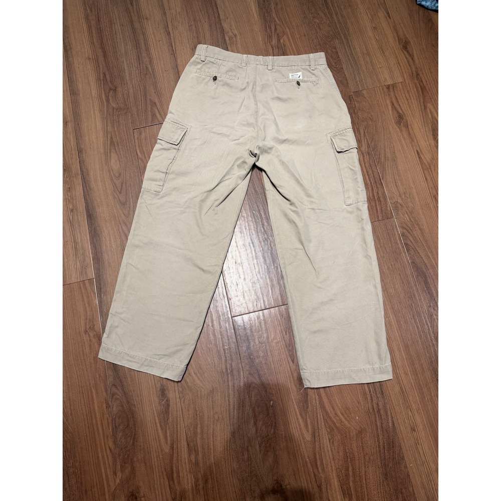 Nautica Explorer Mens Loose Fit Cargo Pants Tan Khaki Cotton Canvas 34x30 - Picture 2 of 11
